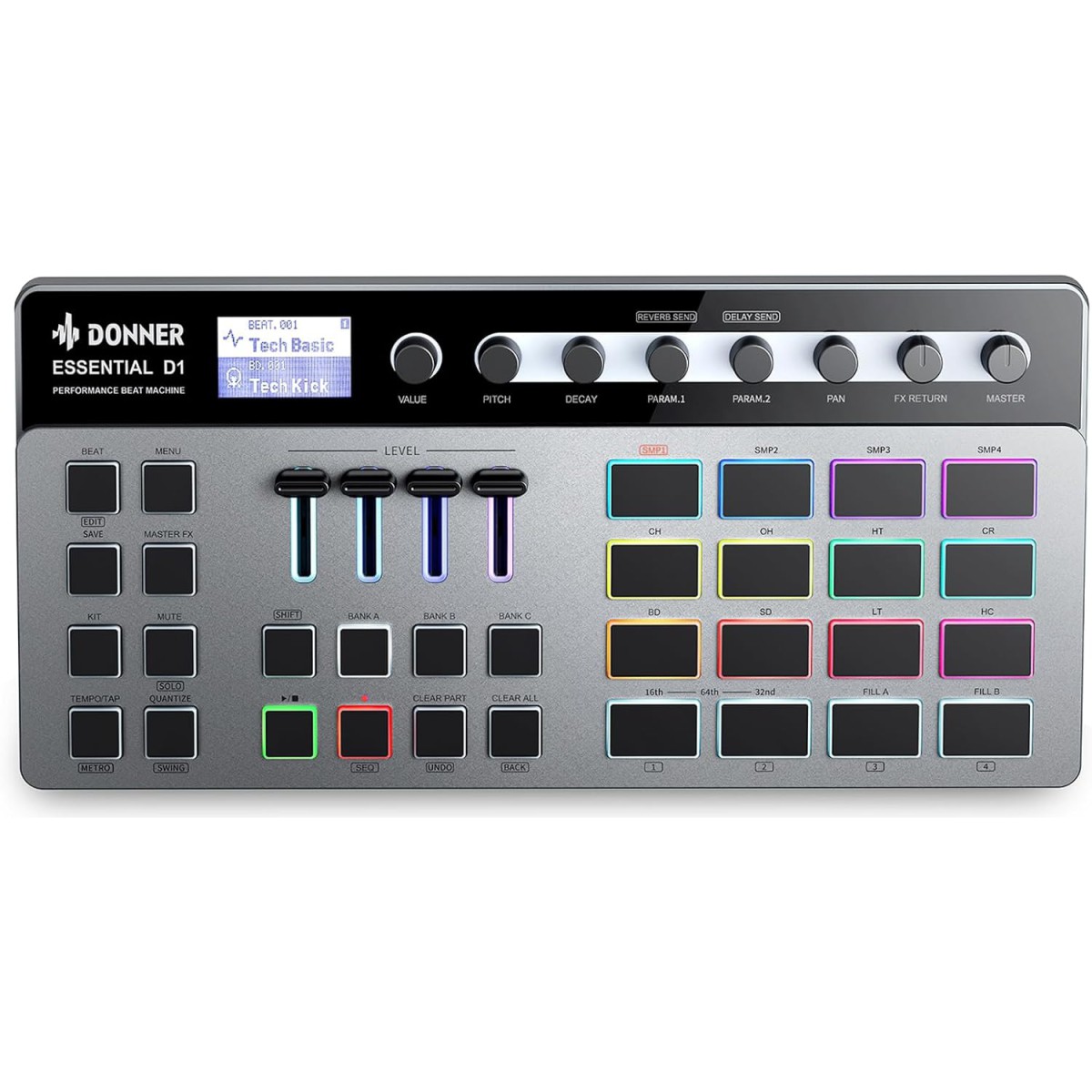 Donner Essential D1 Performance Beat Machine, Step Sequencer& Finger Drum Machine Donner Essential D1 Performance Beat Machine, Step Sequencer& Finger Drum Machine