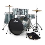 PEARL RS525SC/C706 - Roadshow Charcoal Metallic 5 Parça (22B/10T/12T/16F/14S) Aksamlı & Zilli Akustik Davul Seti