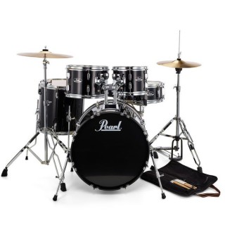 PEARL RS505C/C31 - Roadshow Jet Black 5 Parça (20B/10T/12T/14F/14S) Aksamlı & Zilli Akustik Davul Seti