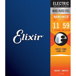 Elixir 12106 Nanoweb Medium 7 Telli Elektro Gitar Teli (11-59)