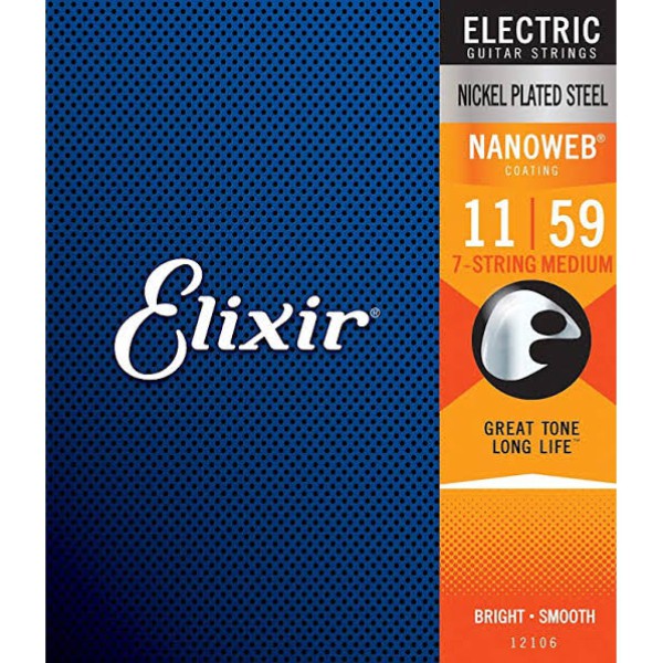 Elixir 12106 Nanoweb Medium 7 Telli Elektro Gitar Teli (11-59)