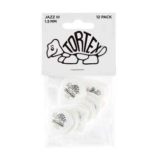 Jim Dunlop Tortex White Jazz III 12li Pena Seti (1.50mm) Jim Dunlop Tortex White Jazz III 12li Pena Seti (1.50mm)