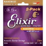 Elixir 16534 Nanoweb Phosphor Bronze 2'li Akustik Gitar Teli (11-52)