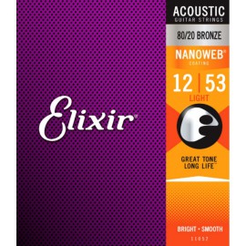 Elixir 11052 Nanoweb 80/20 Bronze Akustik Gitar Teli (12-53) Elixir 11052 Nanoweb 80/20 Bronze Akustik Gitar Teli (12-53)