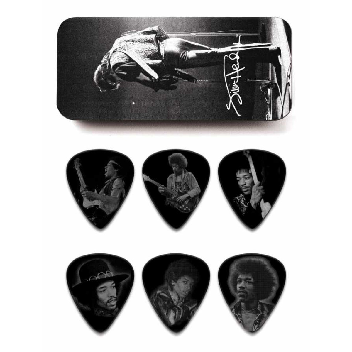 Jim Dunlop Jimi Hendrix Silver Portrait 6lı Pena Seti (Medium) Jim Dunlop Jimi Hendrix Silver Portrait 6lı Pena Seti (Medium)