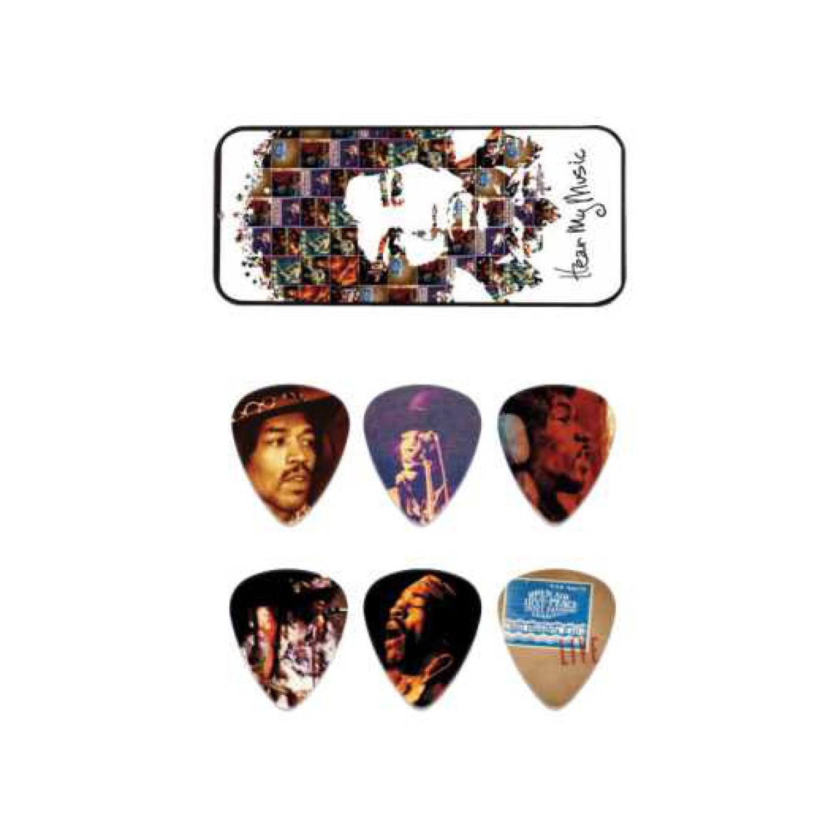 Jim Dunlop Jimi Hendrix Hear My Music 6lı Pena Seti (Medium) Jim Dunlop Jimi Hendrix Hear My Music 6lı Pena Seti (Medium)