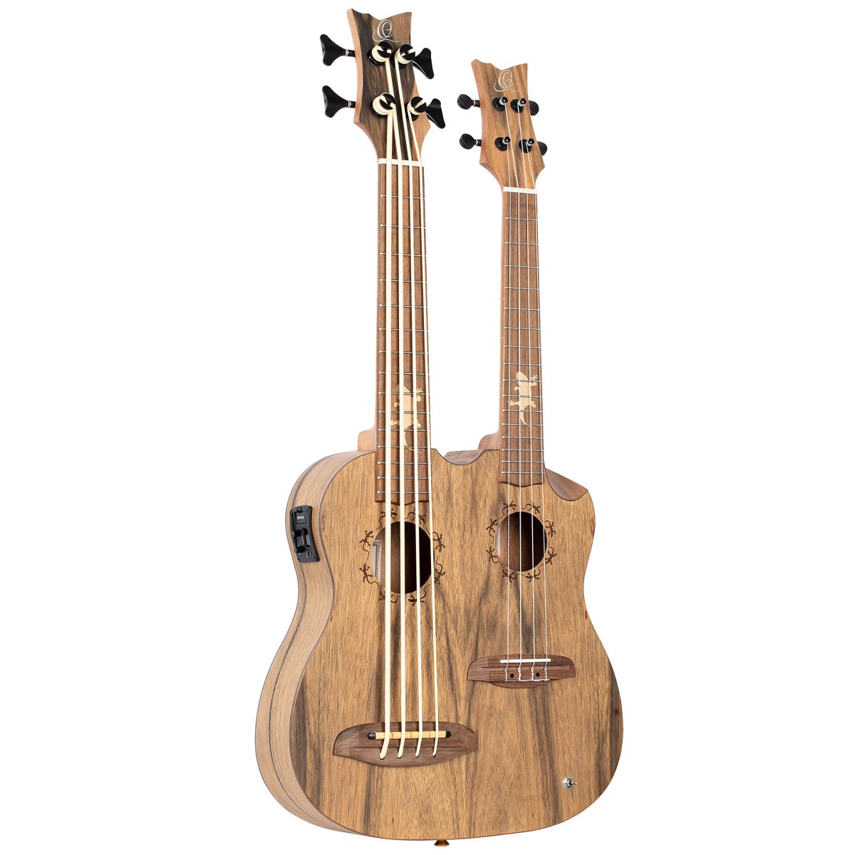 Ortega Custom Built Series HYDRA-BSTE Tenor Double Neck, Ukebass Ukulele (Dao Narural) Ortega Custom Built Series HYDRA-BSTE Tenor Double Neck, Ukebass Ukulele (Dao Narural)