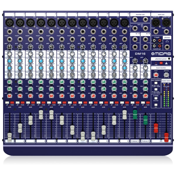 Midas DM16 16 Girişli Analog Canlı ve Stüdyo Mikseri
