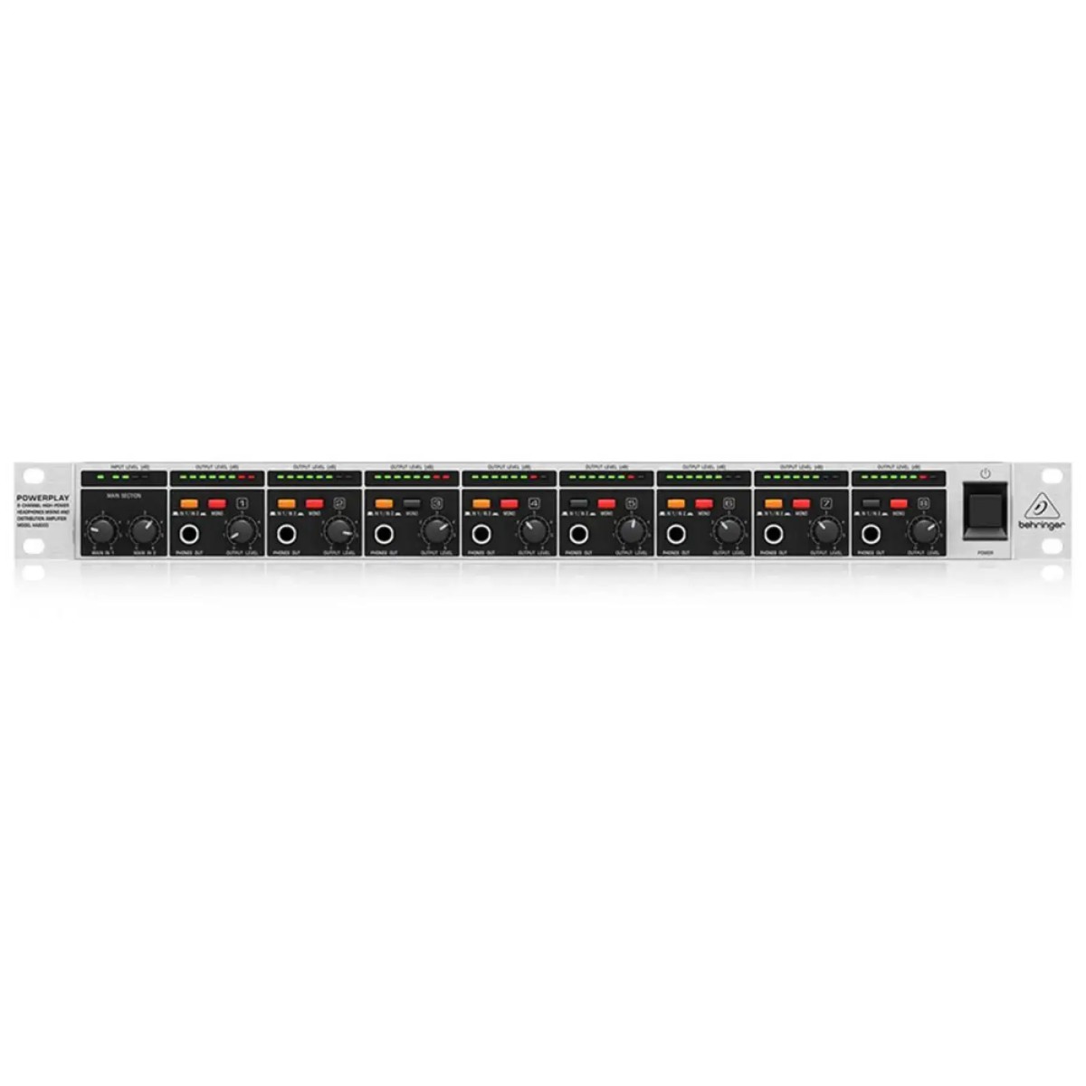 BEHRINGER POWERPLAY HA8000 V2 8-Kanal Yüksek Çıkışlı Kulaklık Mix ve Dağıtım Amfisi