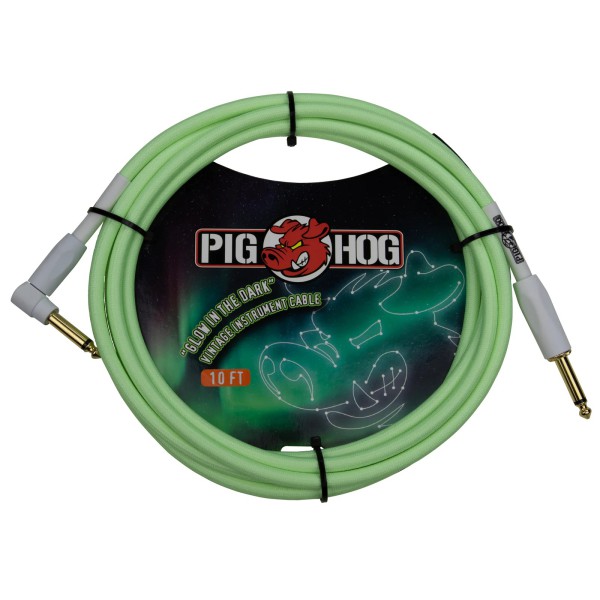 Pig Hog Vintage Series 1/4 Enstrüman Kablosu (Glow In The Dark 3 Metre Straight - Right-angle)