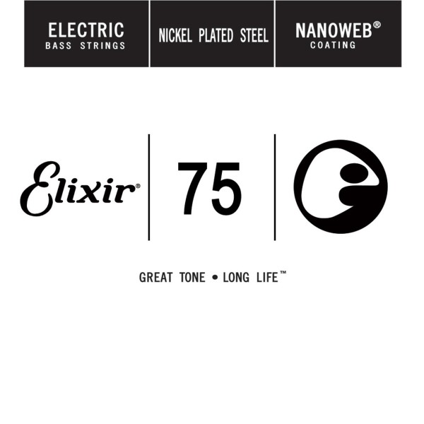 Elixir NANOWEB Coating Long Scale Tek Bas Gitar Teki (.075)