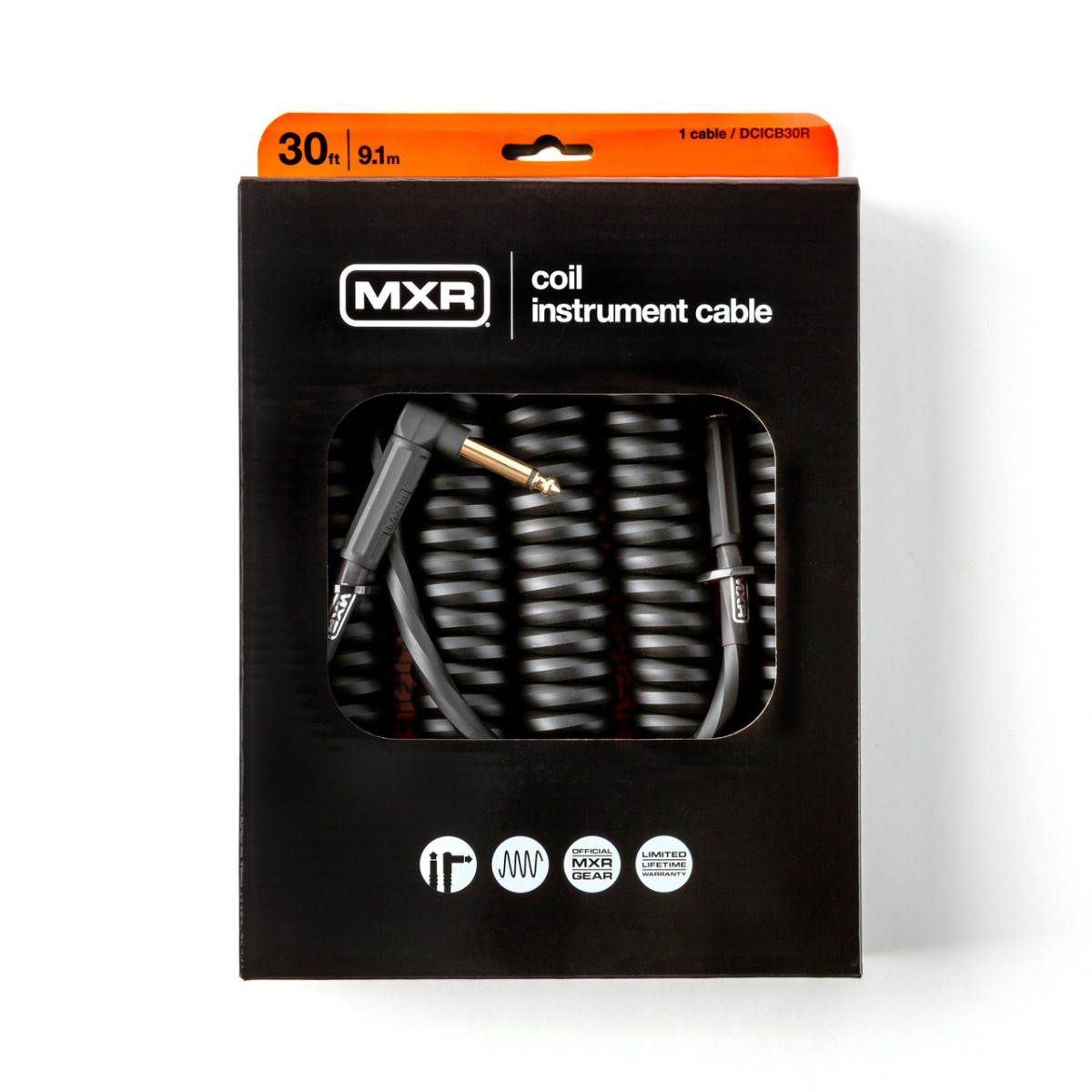 MXR DCICB30R Blk Ra Right/straight Coil Kablo (9 Metre)