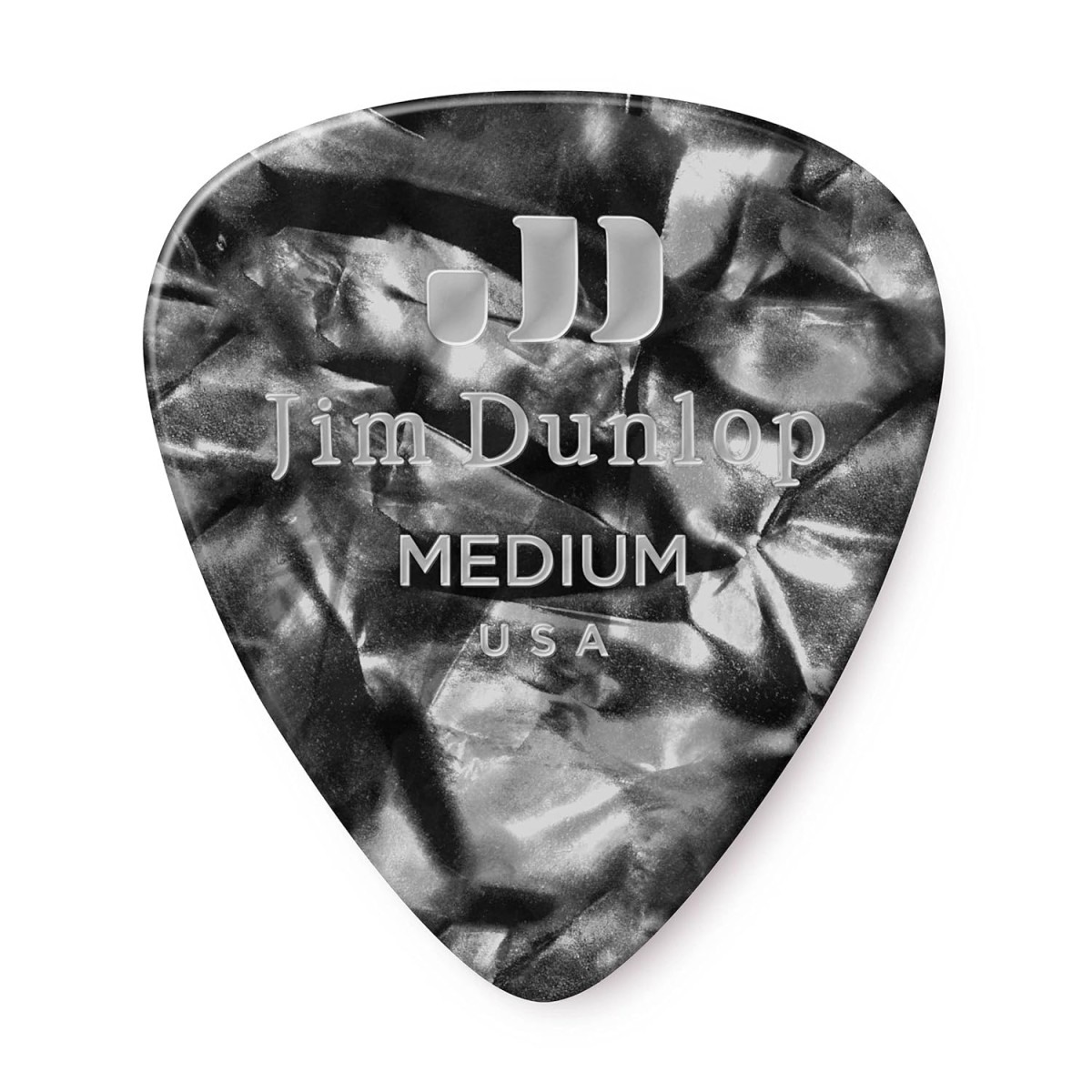 Jim Dunlop 483R02MD Genuine Celluloid Black Pearloid Pena (Medium) Jim Dunlop 483R02MD Genuine Celluloid Black Pearloid Pena (Medium)