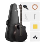 Donner RISING-G1 Carbon Fiber Akustik Gitar Seti (Dyed Black)