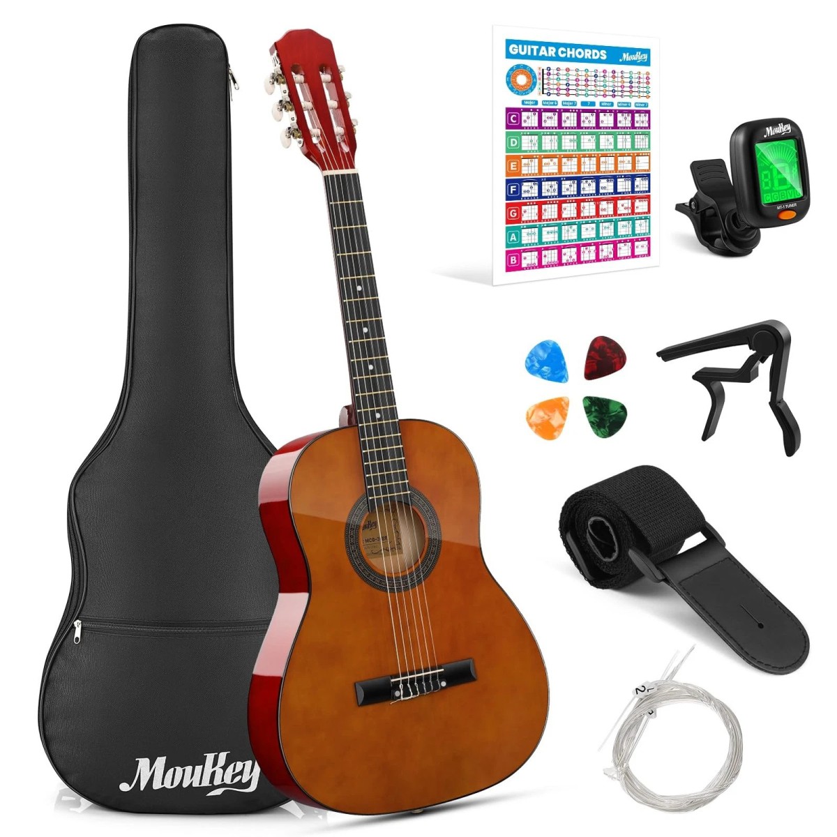 Donner Moukey Basswood 3/4 Klasik Gitar (Natural Brown)