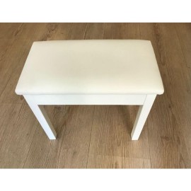 PİYANO TABURESİ 70 CM BEYAZ SANDIKLI MASİF AYAKLI