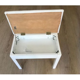 PİYANO TABURESİ 70 CM BEYAZ SANDIKLI MASİF AYAKLI