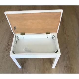 PİYANO TABURESİ 70 CM BEYAZ SANDIKLI MASİF AYAKLI