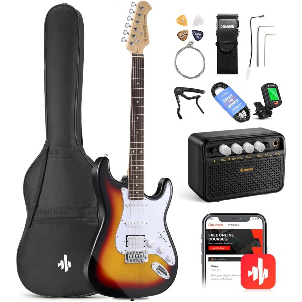 Donner DST-100S ST Elektro Gitar Seti (Sunburst)