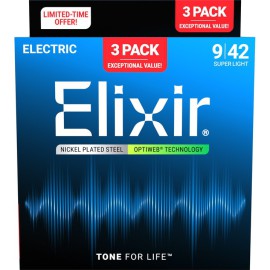 Elixir Optiweb Electric 3’lü Paket Elektro Gitar Teli (09-42) Elixir Optiweb Electric 3’lü Paket Elektro Gitar Teli (09-42)