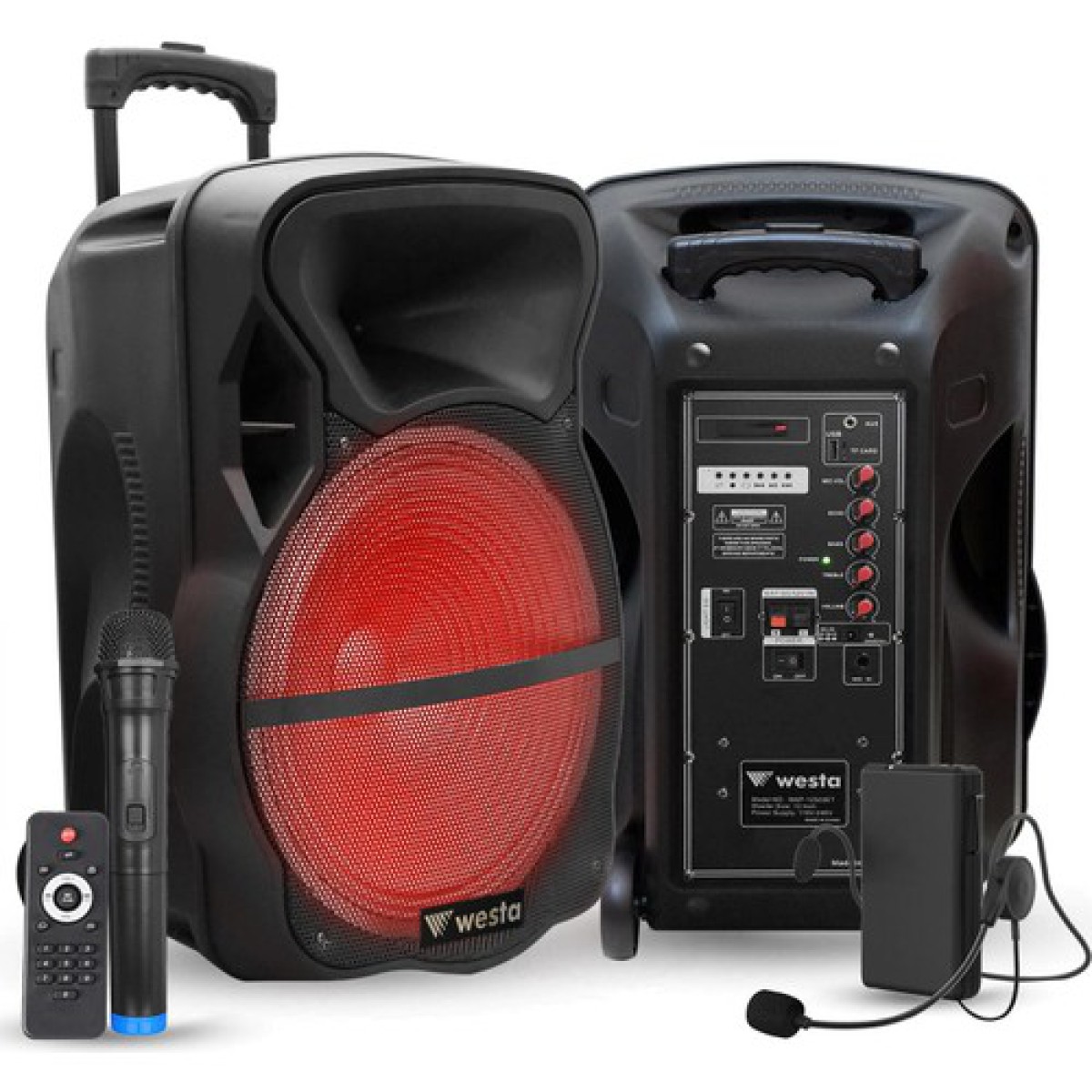 Westa Aktif Seyyar Anfi 1el 1yaka 30CM 200W Bt/usb/sd/aux Ledli Westa WAP-12503ET