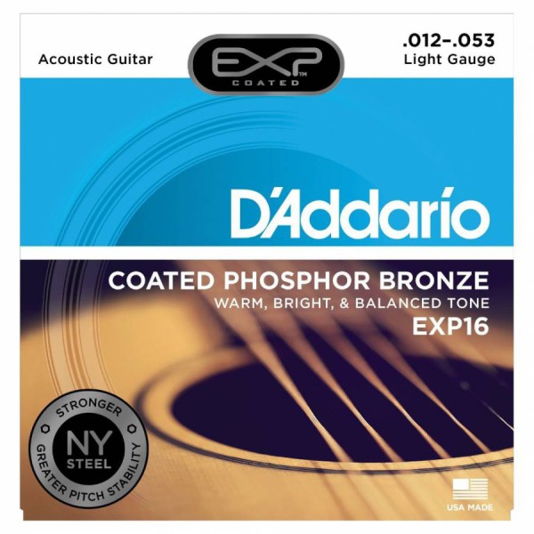 D'Addario EXP16 Coated Phosphor Bronze Akustik Gitar Teli (12-53)