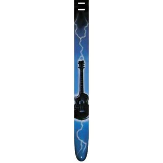Perris Leather P25AB-402 Airbrush Blue Lightning Gitar Askısı