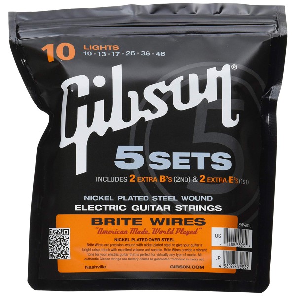 Gibson Gear SVP-700L Brite Wires 5'li Paket Elektro Gitar Teli (10-46)
