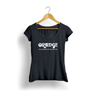 Orange Logo Kadın T-Shirt (Siyah)