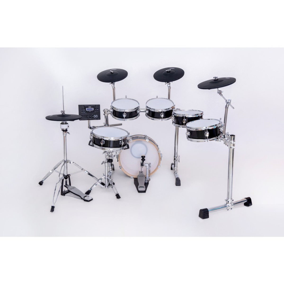 New Neiro NDDS-720 Parlak Siyah Dijital Bateri Seti+Tabure+Kulaklık+Trampet Sehbası+Baget+Kargo Hediye