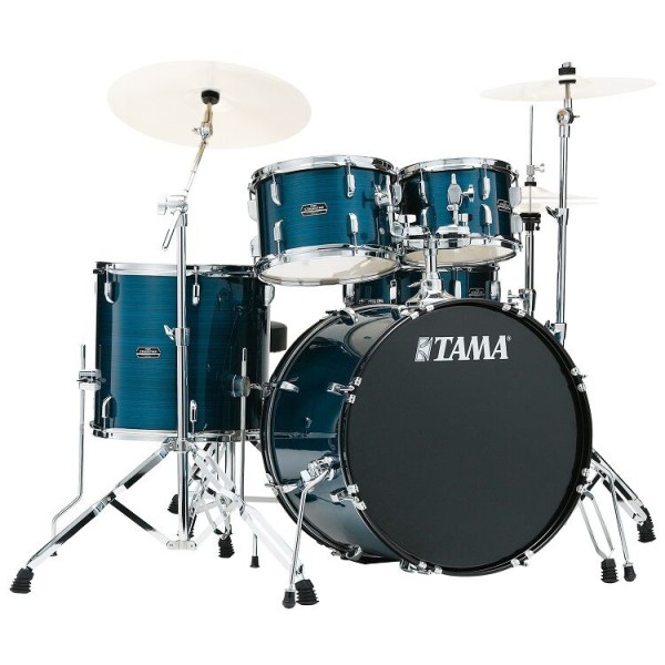 TAMA SG50H6-HLB - Stagestar Hairline Blue 5 Parça (20B/10T/12T/14F/14S) Aksamlı Akustik Davul Seti
