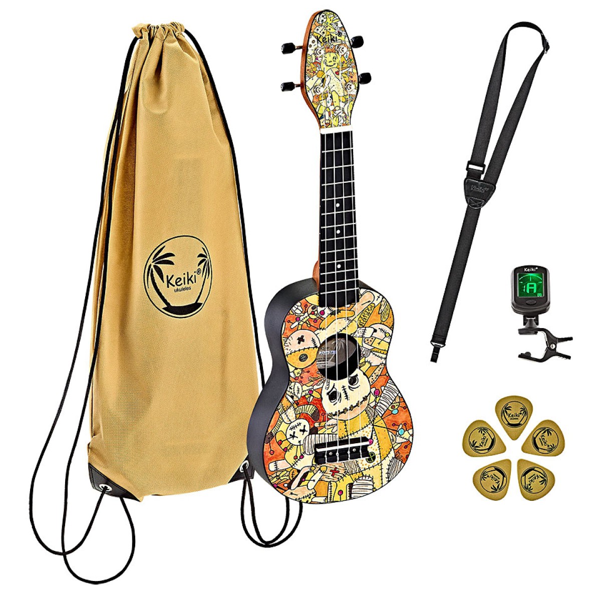 Ortega K2-VP Keiki Sopranino Ukulele Set (Voodoo Puppet) Ortega K2-VP Keiki Sopranino Ukulele Set (Voodoo Puppet)