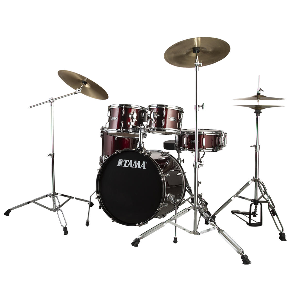 TAMA SG52KH6C-WR - Stagestar Wine Red 5 Parça (22B/10T/12T/16F/14S) Aksamlı & Zilli Akustik Davul Seti
