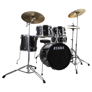 TAMA SG50H6C-BK - Stagestar Black 5 Parça (20B/10T/12T/14F/14S) Aksamlı & Zilli Akustik Davul Seti