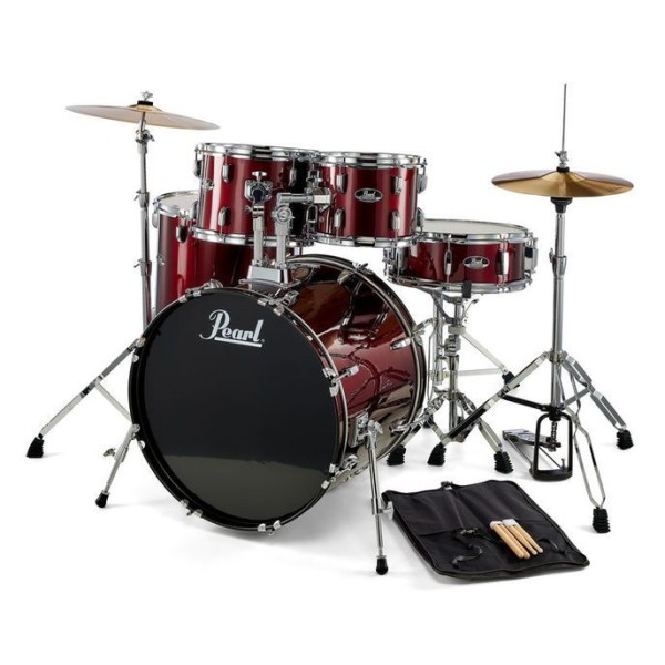 PEARL RS505C/C91 - Roadshow Red Wine 5 Parça (20B/10T/12T/14F/14S) Aksamlı & Zilli Akustik Davul Seti