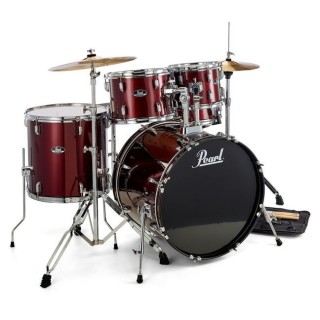 PEARL RS505C/C91 - Roadshow Red Wine 5 Parça (20B/10T/12T/14F/14S) Aksamlı & Zilli Akustik Davul Seti