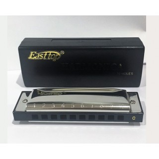 EAST TOP T10-3 Paslanmaz Çelik Gövde / 10 Delikli / Gümüş Renk Harmonica